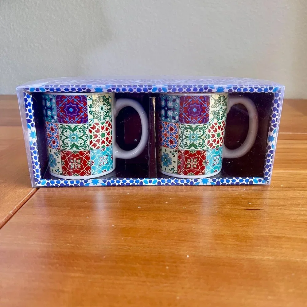 Espresso Cups, Portugal Espresso Mugs, Mexican Spanish Tile Mugs, Coffee Mugs